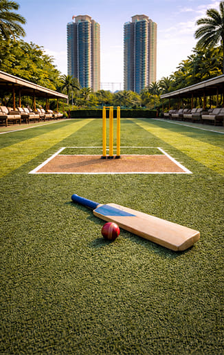 Cricket pitch at Suncity Monarch