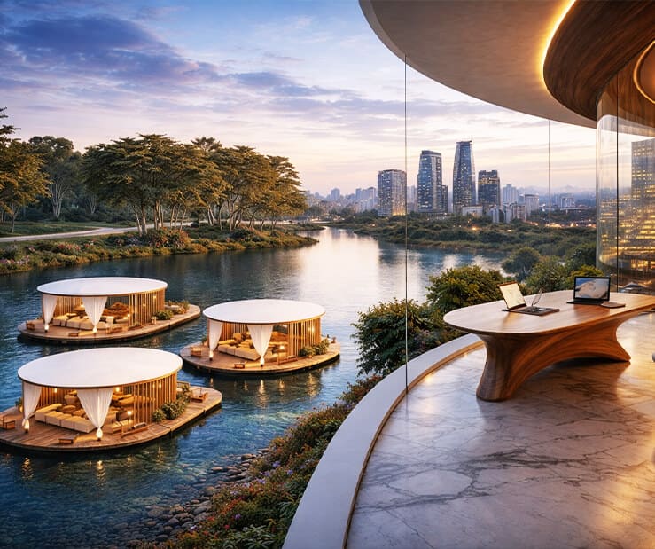 Luxury swimming pool at  residential complex